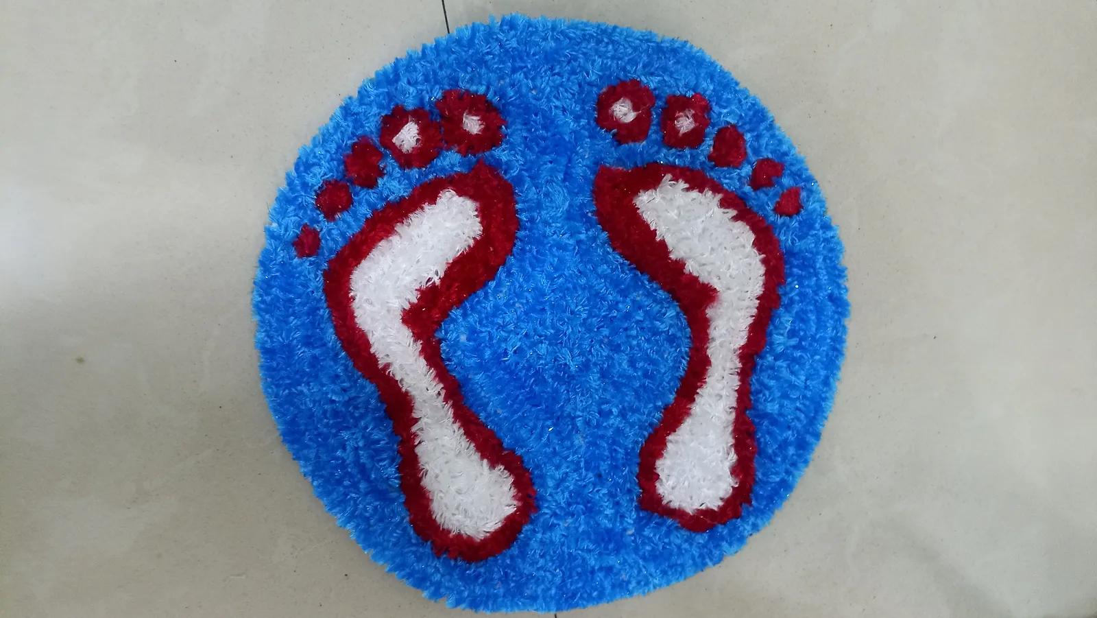 Laxmi Charan on Blue Round Woolen Rangoli Mat