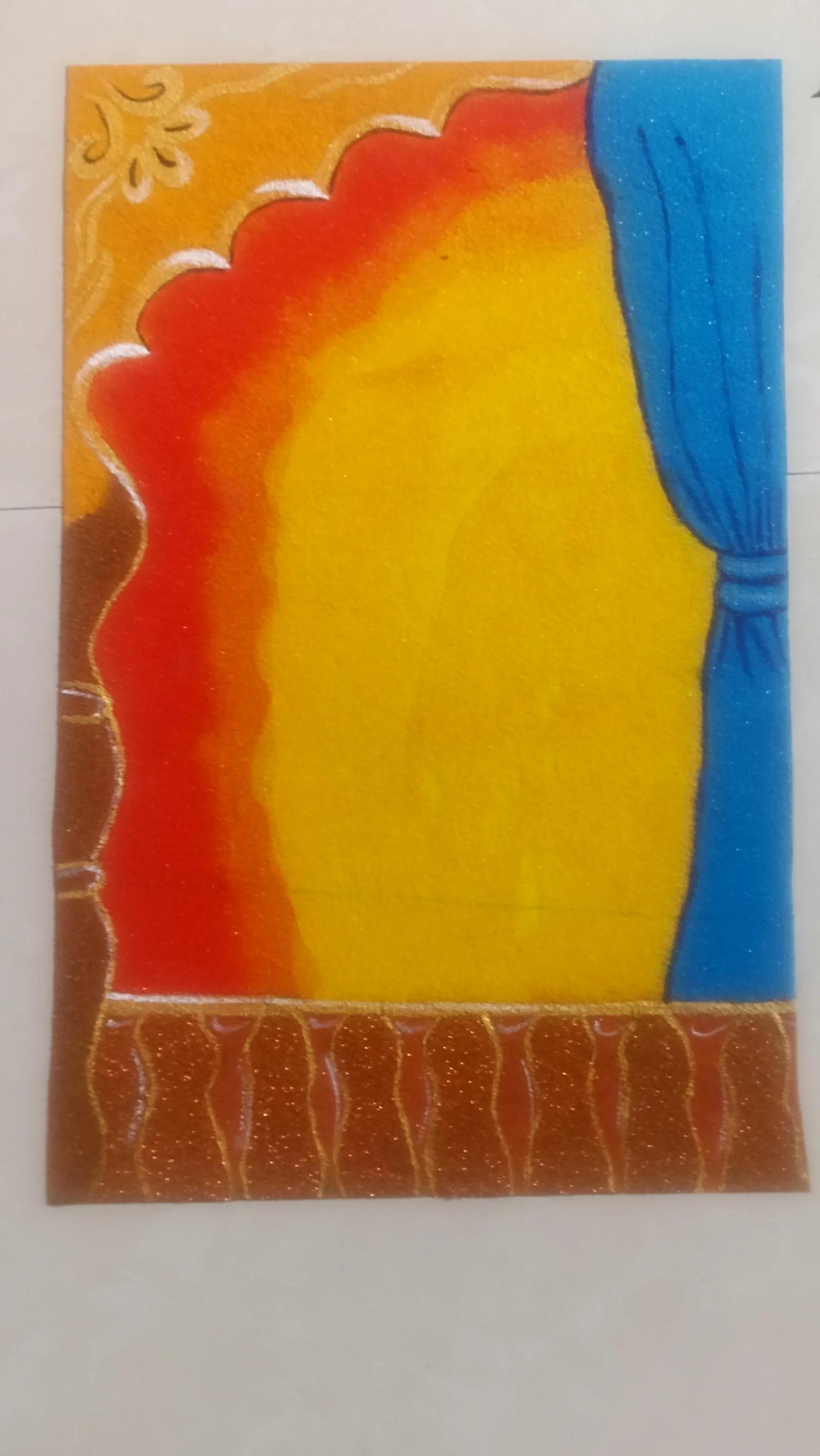 Lady with Diya & Window Backdrop Patch Rangoli Set — image 2