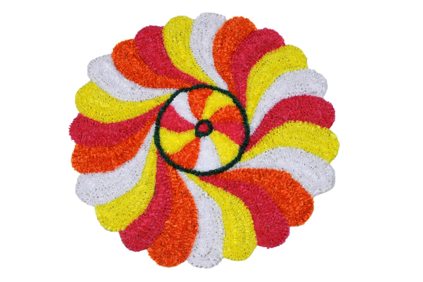 Rainbow Swirl Round Woolen Rangoli Mat — image 1