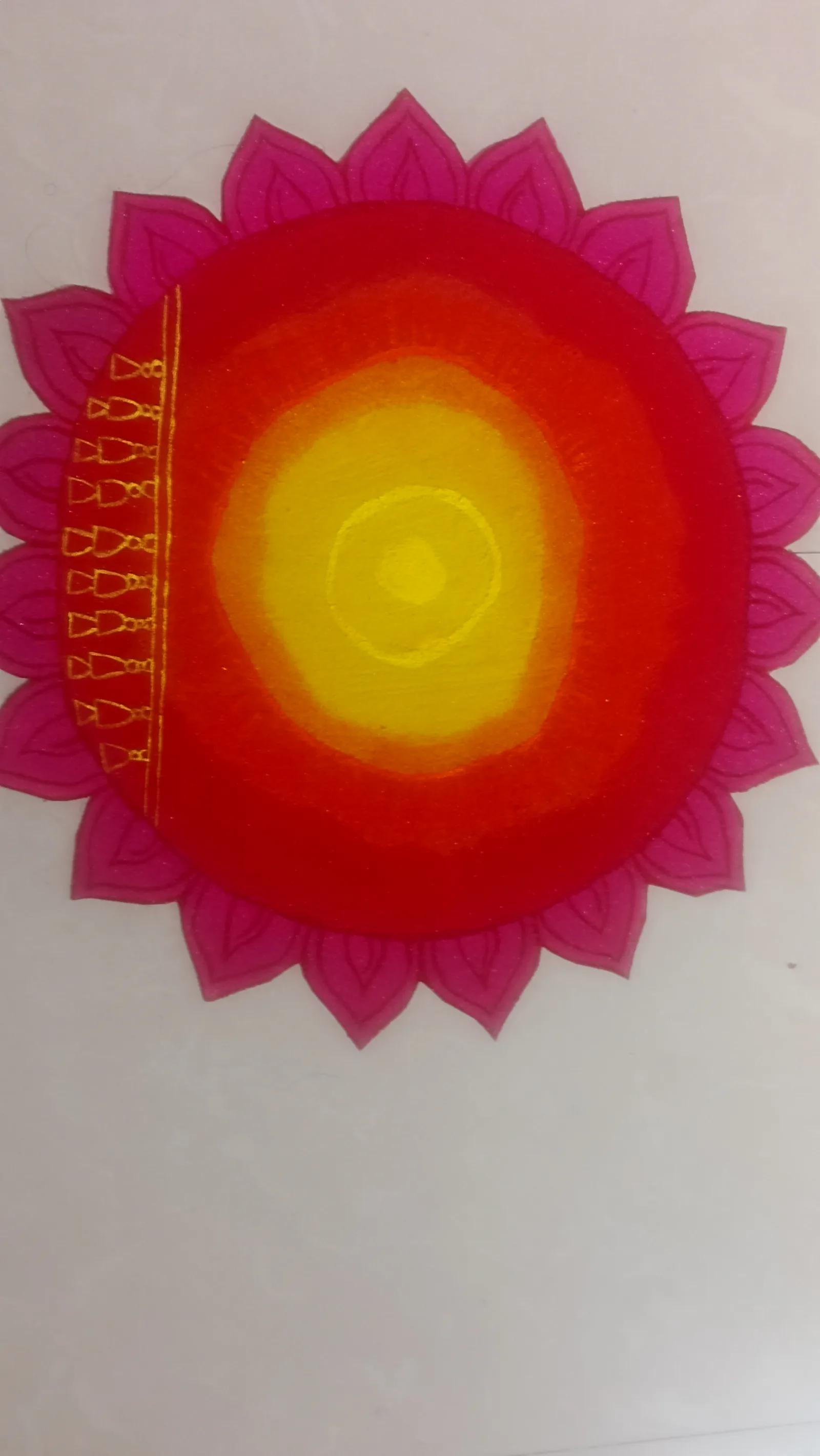 Sun Mandala with Lotus Petals Patch Rangoli
