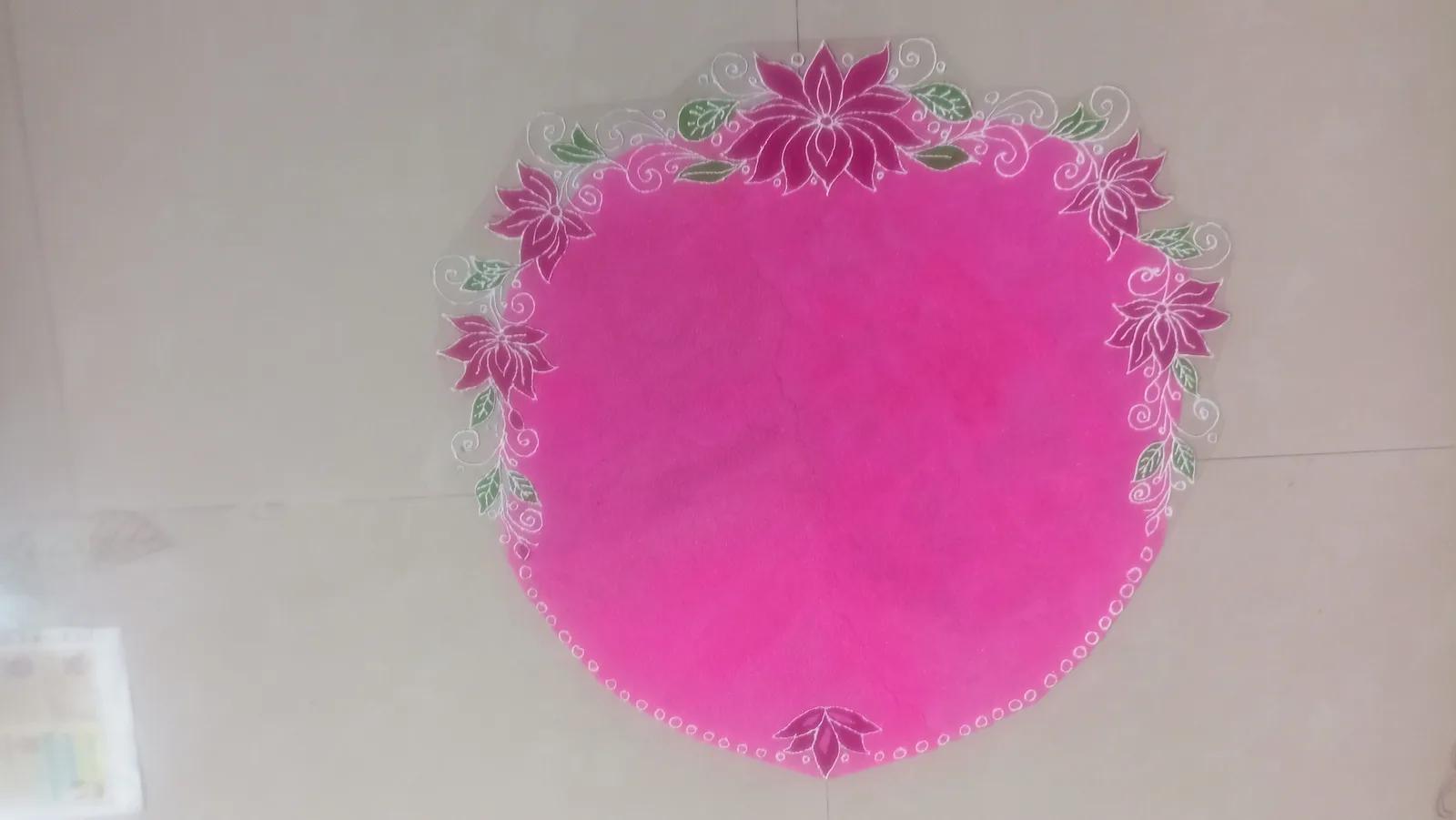 Pink Round Patch Rangoli with Floral Border