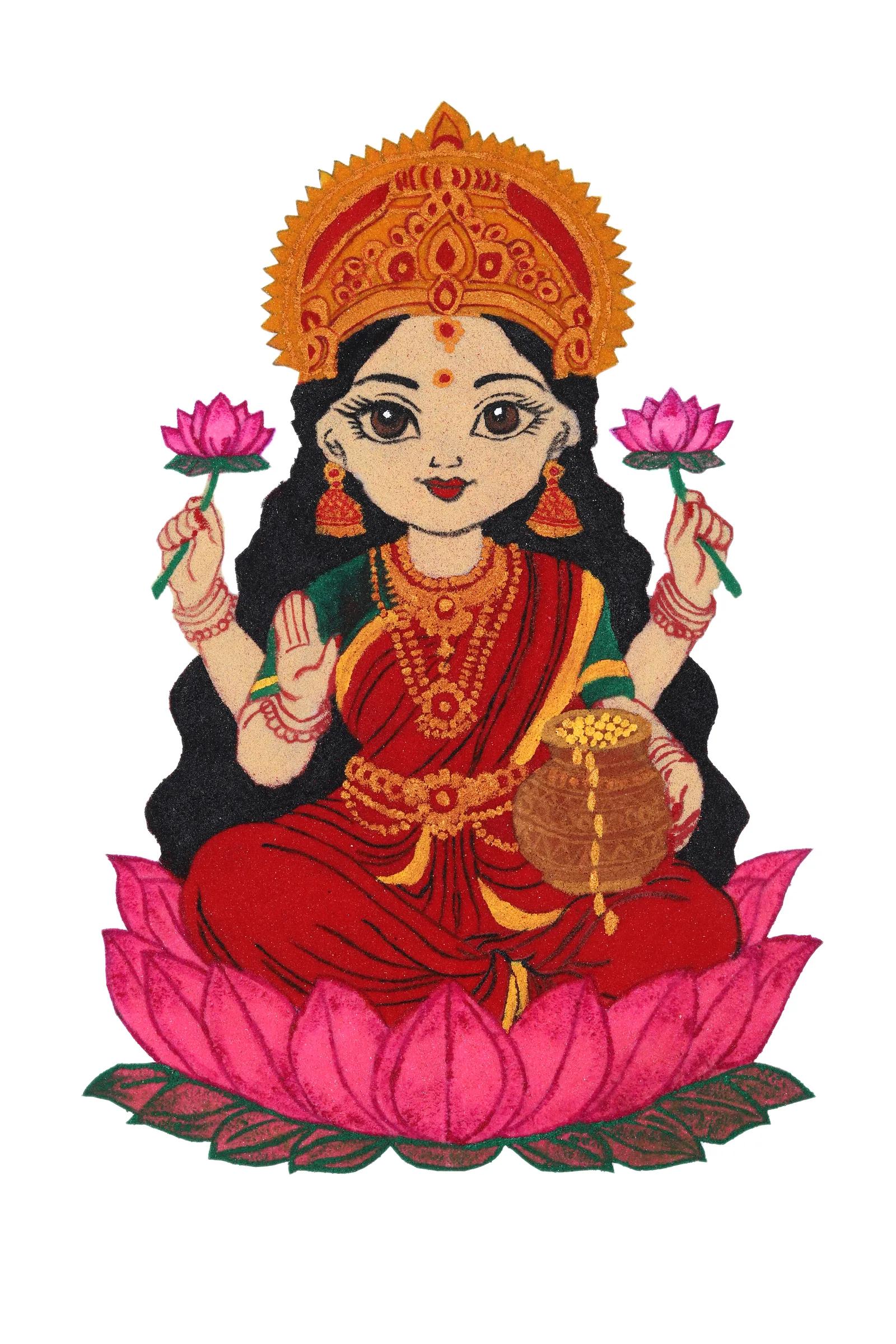 Green Round Patch Rangoli with Lakshmi on Lotus – Mix & Match Set — image 3