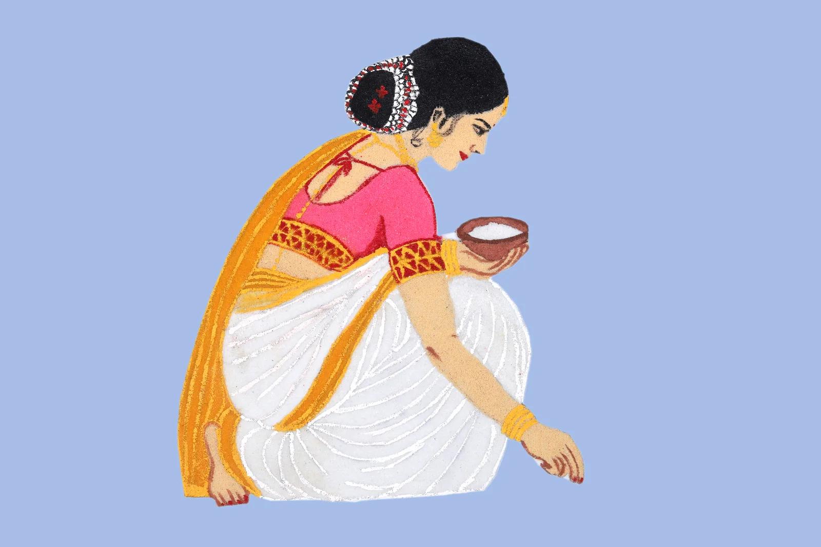 Pink Round Patch Rangoli with Kneeling Woman & Shubh Dipawali – Mix & Match Set — image 3